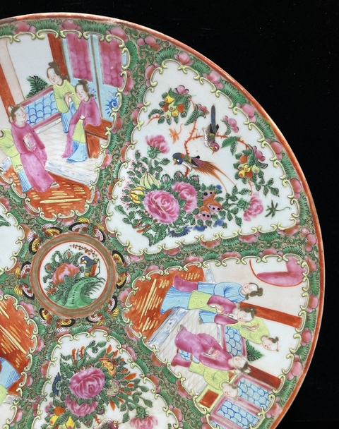 古玩陶瓷晚清廣彩盤真品鑒賞圖