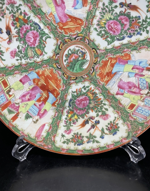 古玩陶瓷晚清廣彩盤真品鑒賞圖