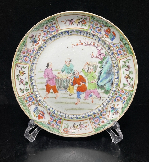 古玩陶瓷嬰戲紋臥足盤真品鑒賞圖