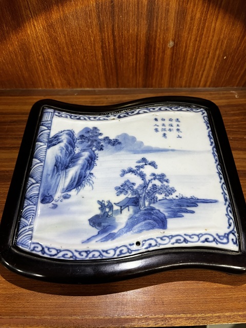 古玩陶瓷清中期山水詩文墨床拍賣,當前價格16000元