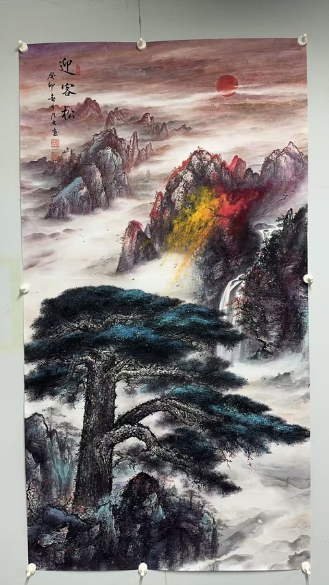 古玩字畫胡乃文迎客松拍賣,當(dāng)前價格13000元