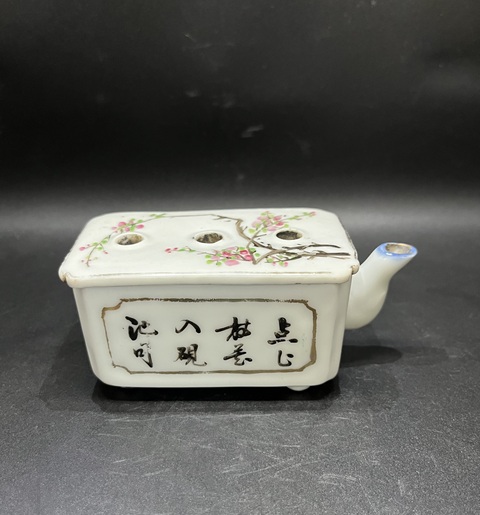 古玩陶瓷淺絳人物四方水滴真品鑒賞圖