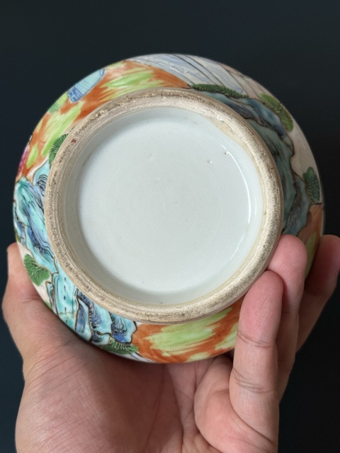 古玩陶瓷人物紋廣彩蓋杯真品鑒賞圖