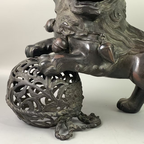 古玩銅器銅獅子擺件真品鑒賞圖