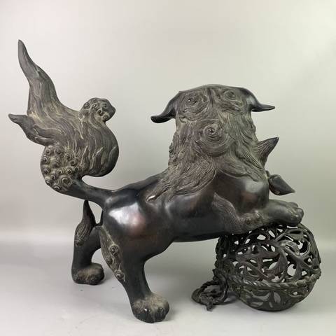 古玩銅器銅獅子擺件真品鑒賞圖