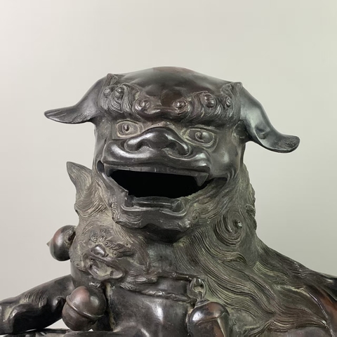 古玩銅器銅獅子擺件真品鑒賞圖