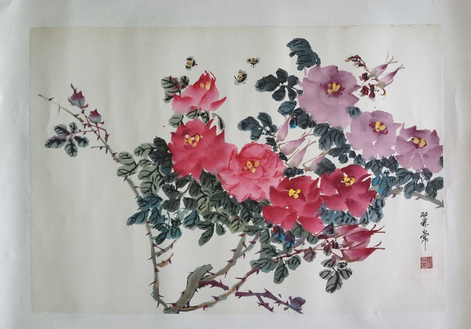 古玩字畫嶺南畫派趙少昂大師弟子已故玫瑰張之稱的張麗常花卉拍賣,當前價格4000元
