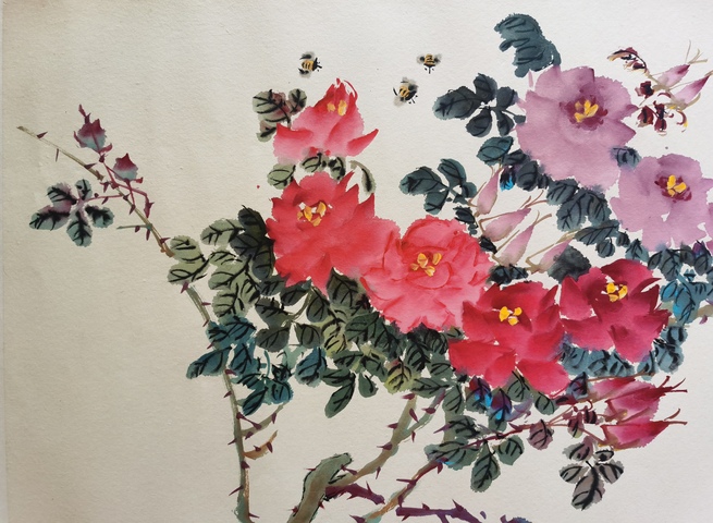 古玩字畫嶺南畫派趙少昂大師弟子已故玫瑰張之稱的張麗常花卉拍賣,當前價格4000元