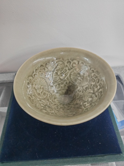 古玩陶瓷耀州窯團菊盞真品鑒賞圖