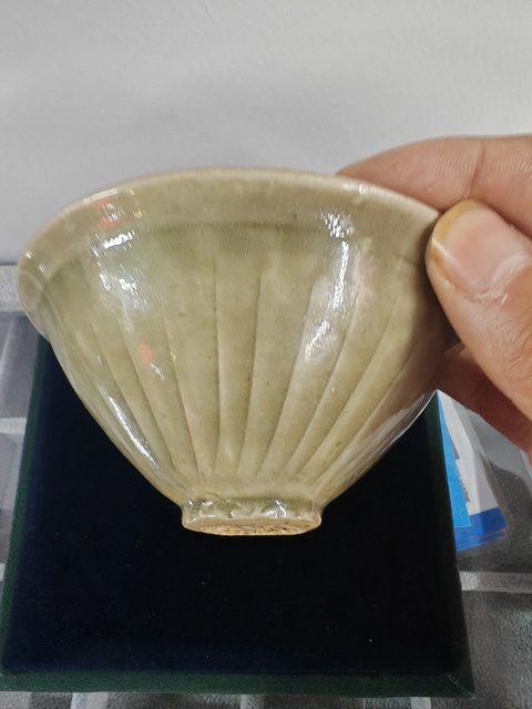 古玩陶瓷耀州窯團菊盞真品鑒賞圖