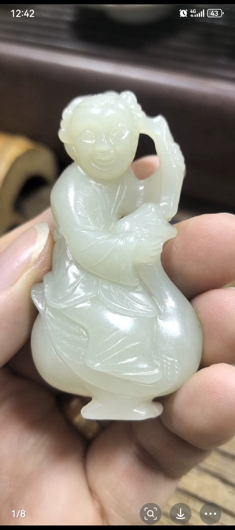 古玩玉器和田玉雕“羲之愛鵝”把件真品鑒賞圖