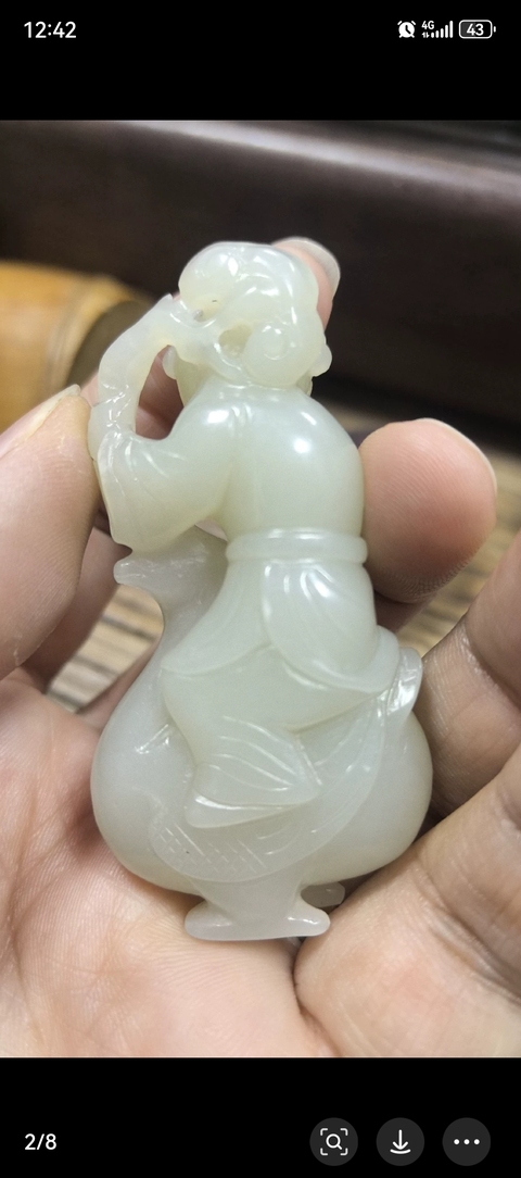 古玩玉器和田玉雕“羲之愛鵝”把件真品鑒賞圖