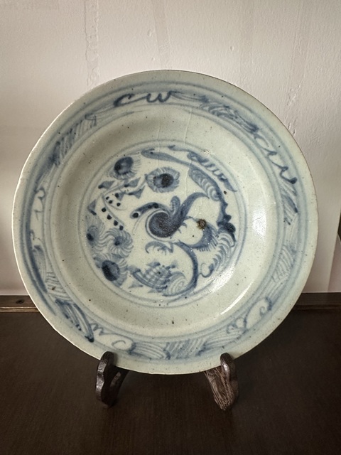 古玩陶瓷青花松鶴延年圖盤真品鑒賞圖