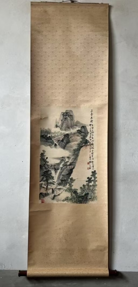 古玩字畫三疊泉圖真品鑒賞圖