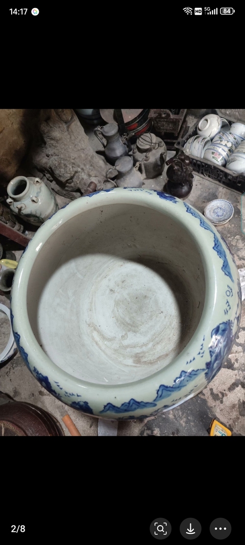 古玩陶瓷青花山水紋洗真品鑒賞圖