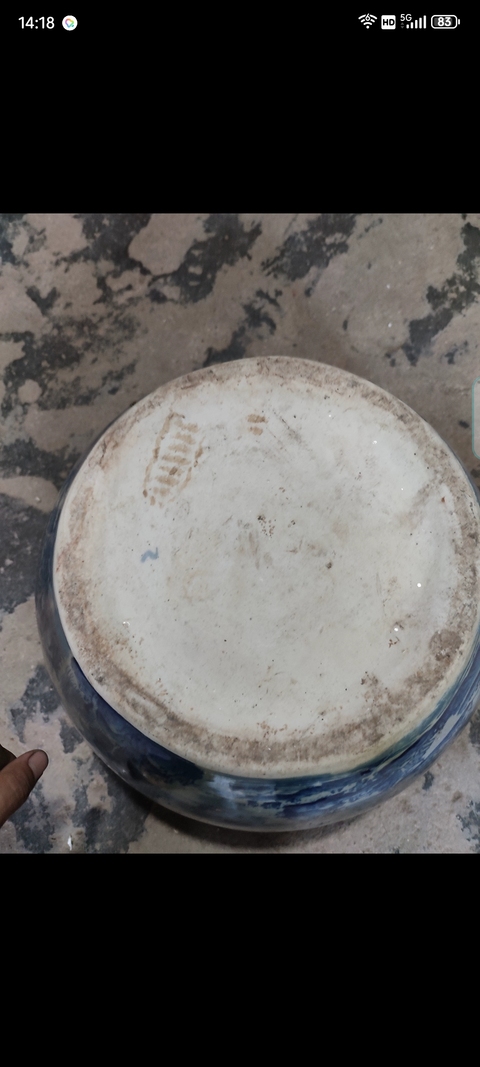 古玩陶瓷青花山水紋洗真品鑒賞圖