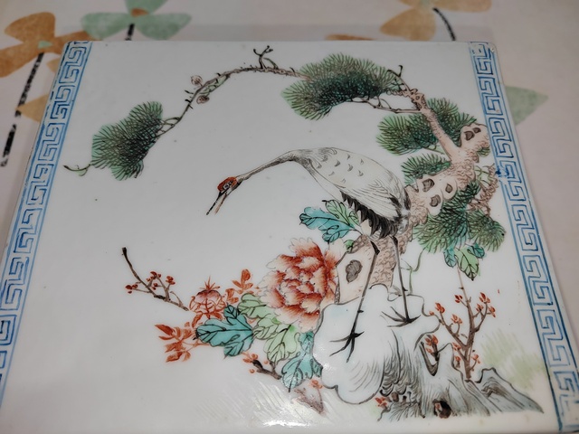 古玩陶瓷松鶴紋書擋真品鑒賞圖