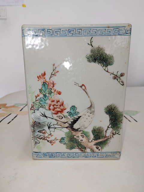 古玩陶瓷松鶴紋書擋真品鑒賞圖