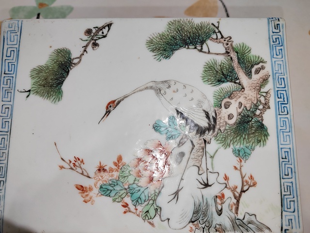 古玩陶瓷松鶴紋書擋真品鑒賞圖