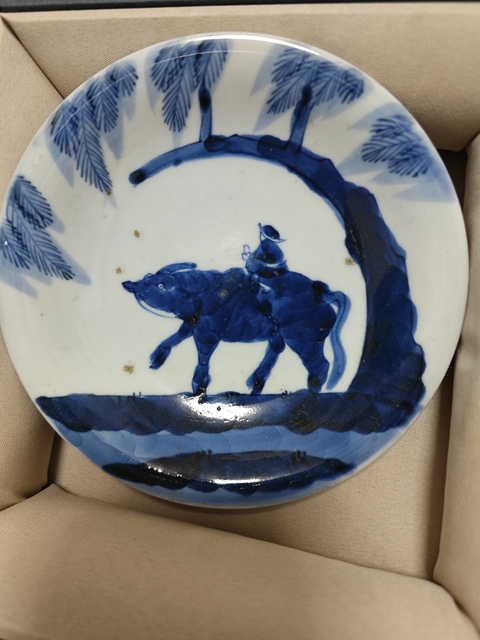 古玩陶瓷清道光·青花牧牛圖小盤拍賣,當前價格1800元
