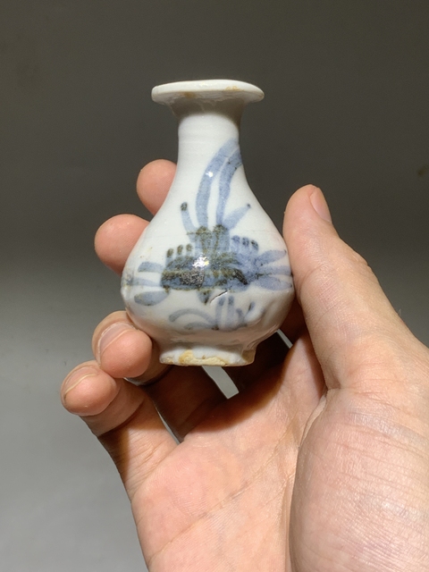 古玩陶瓷明末清初青花花卉紋玉壺春瓶拍賣,當前價格688元