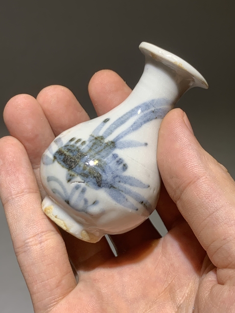 古玩陶瓷明末清初青花花卉紋玉壺春瓶拍賣,當前價格688元