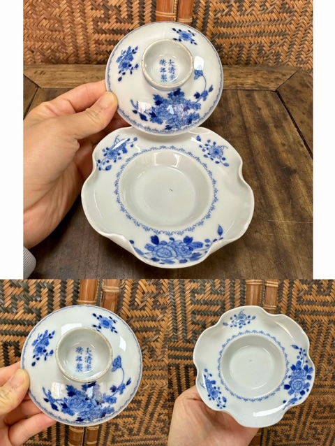 古玩陶瓷花卉紋青花茶器真品鑒賞圖