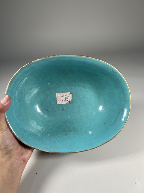 古玩陶瓷青花加彩山水紋貢碗真品鑒賞圖
