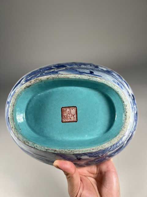 古玩陶瓷青花加彩山水紋貢碗真品鑒賞圖