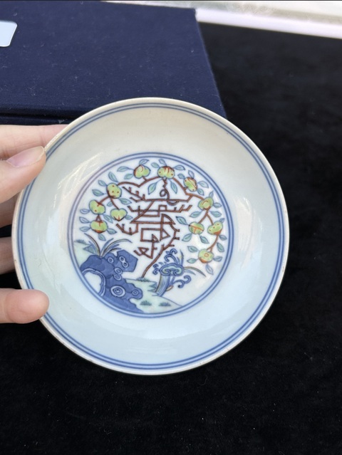 古玩陶瓷斗彩靈仙祝壽圖盤真品鑒賞圖