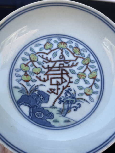 古玩陶瓷斗彩靈仙祝壽圖盤真品鑒賞圖