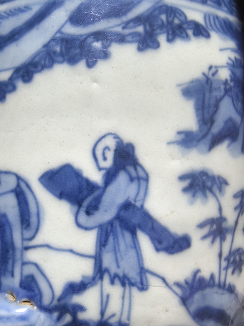古玩陶瓷人物紋青花香爐真品鑒賞圖