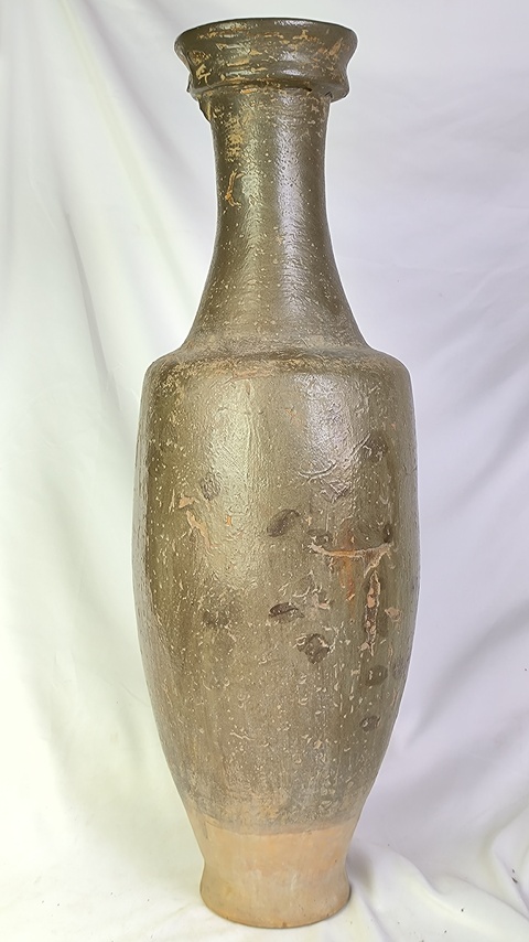 古玩陶瓷遼金時(shí)期茶葉末釉盤口瓶真品鑒賞圖