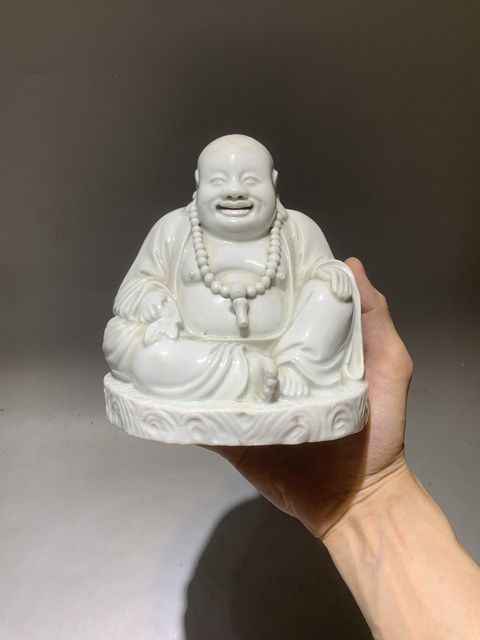 古玩陶瓷德化白瓷彌勒佛坐像真品鑒賞圖
