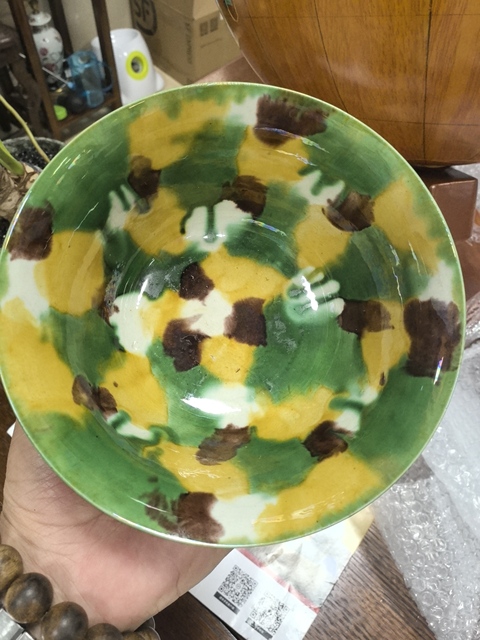 古玩陶瓷虎皮三彩碗真品鑒賞圖