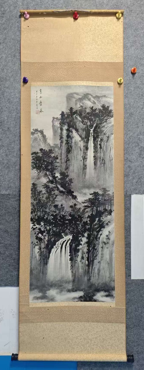 古玩字畫黃君璧大師入室弟子樊有信高山疊泉拍賣,當前價格1888元