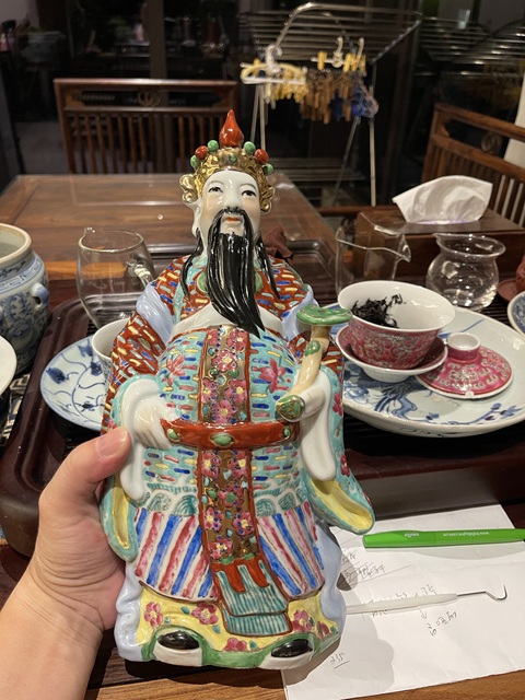 古玩陶瓷粉彩福星塑像真品鑒賞圖