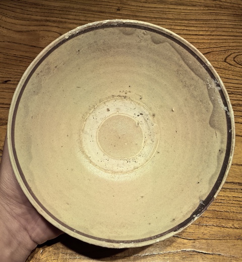 古玩陶瓷元白地褐彩花卉紋碗拍賣,當前價格68元