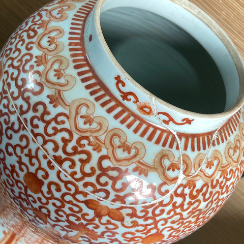 古玩陶瓷礬紅將軍罐真品鑒賞圖