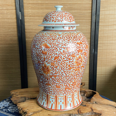 古玩陶瓷礬紅將軍罐真品鑒賞圖