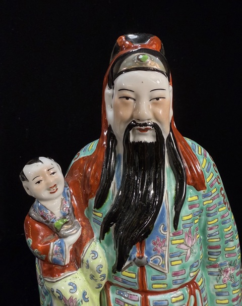 古玩陶瓷粉彩福星造像真品鑒賞圖