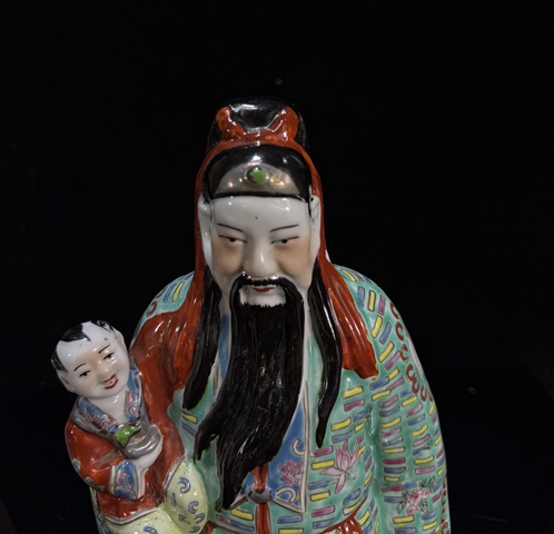 古玩陶瓷粉彩福星造像真品鑒賞圖