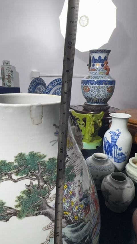 古玩陶瓷粉彩鹿頭尊真品鑒賞圖
