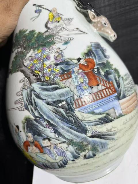 古玩陶瓷粉彩鹿頭尊真品鑒賞圖