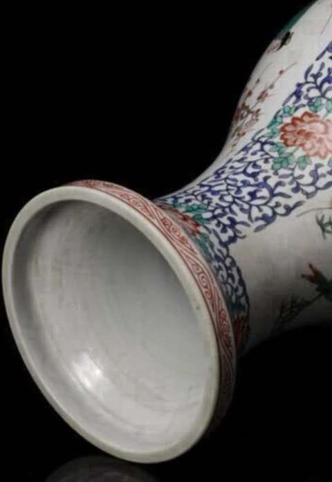 古玩陶瓷五彩琵琶尊真品鑒賞圖