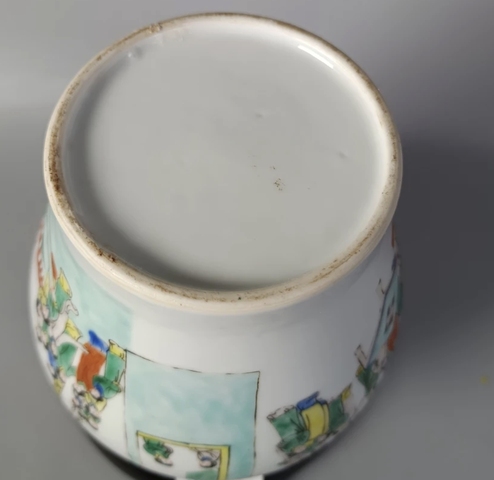 古玩陶瓷人物紋五彩罐真品鑒賞圖