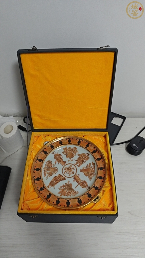 古玩陶瓷礬紅描無雙譜人物故事紋溫盤真品鑒賞圖