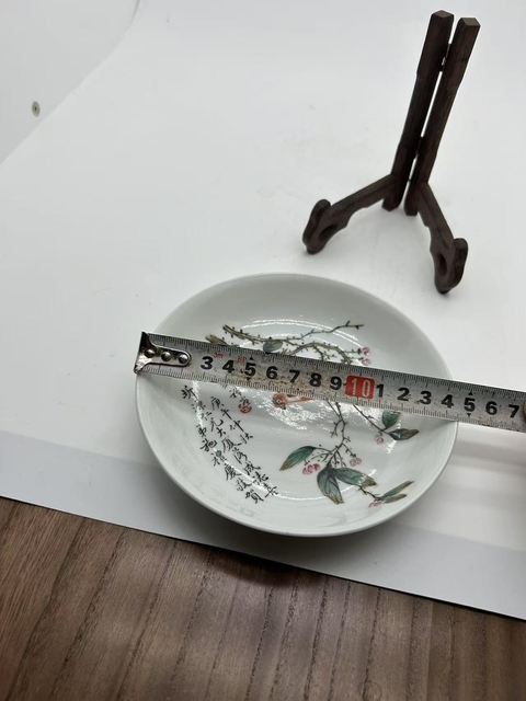 古玩陶瓷粉彩花鳥花卉紋盤真品鑒賞圖