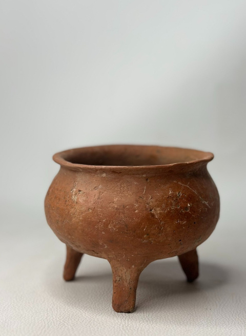 古玩陶瓷新石器文化早中期三足紅套鼎真品鑒賞圖