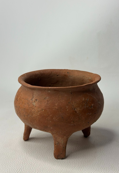 古玩陶瓷新石器文化早中期三足紅套鼎真品鑒賞圖